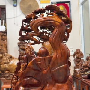 di-lac-ngu-G6438-3 Tượng Di Lặc Ngũ Phúc Ngồi Gốc Tùng Hàng To Đẹp Liền Khối G6438