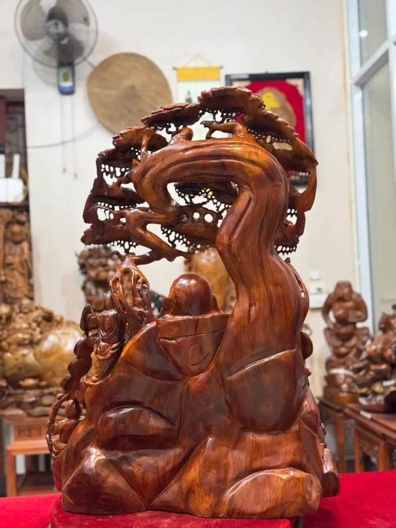 di-lac-ngu-G6438-3 Tượng Di Lặc Ngũ Phúc Ngồi Gốc Tùng Hàng To Đẹp Liền Khối G6438