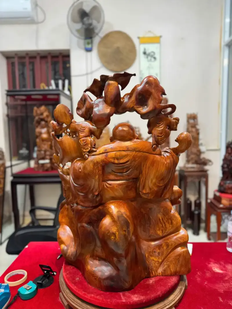 di-lac-ngu-phuc-go-huong-ta-G5295-5 Tượng Di Lặc Ngũ Phúc Gỗ Hương Ta Hàng To Đẹp Liền Khối G5295