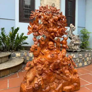 di-lac-ngu-phuc-go-huong-ta-G5384-4 Tượng Di Lặc Ngũ Phúc Gỗ Hương Ta Liền Khối G5384