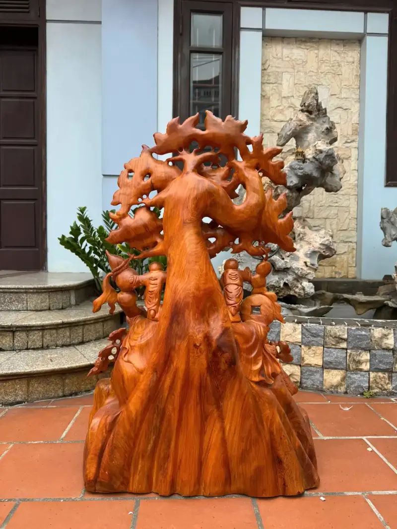 di-lac-ngu-phuc-go-huong-ta-G5384-5 Tượng Di Lặc Ngũ Phúc Gỗ Hương Ta Liền Khối G5384