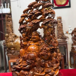 di-lac-ngu-phuc-go-huong-ta-G6437-3 Tượng Di Lặc Ngũ Phúc Gỗ Hương Ta Liền Khối G6437