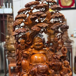 di-lac-ngu-phuc-go-huong-ta-G6437-5 Tượng Di Lặc Ngũ Phúc Gỗ Hương Ta Liền Khối G6437