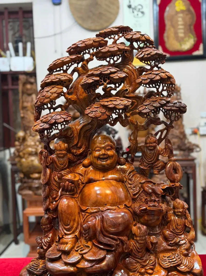 di-lac-ngu-phuc-go-huong-ta-G6437-5 Tượng Di Lặc Ngũ Phúc Gỗ Hương Ta Liền Khối G6437