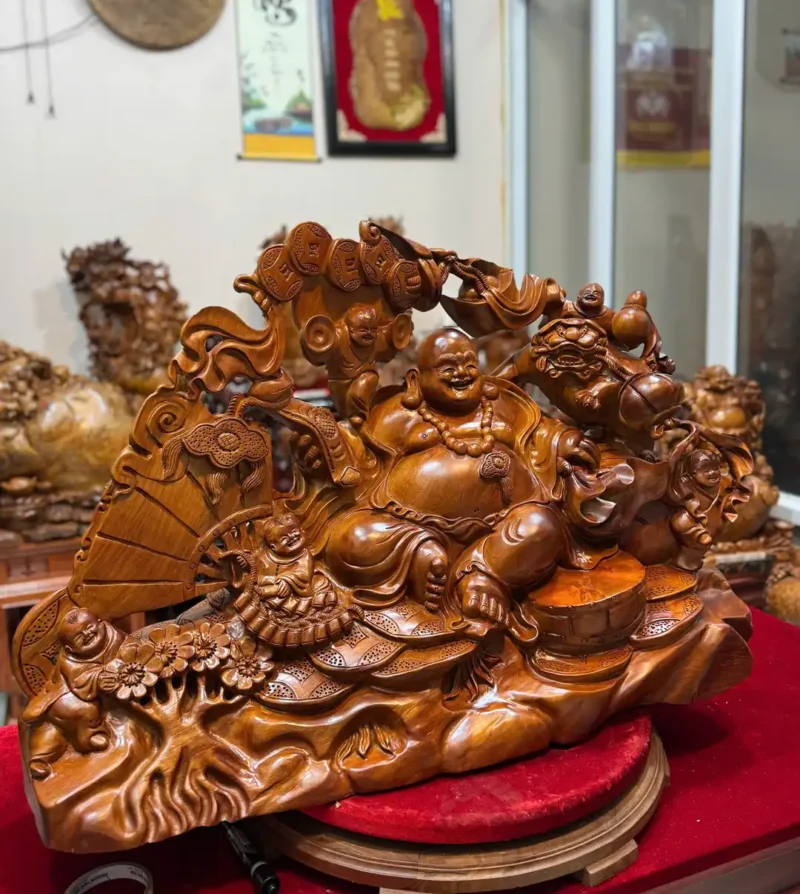 di-lac-ngu-phuc-hang-to-ep-go-huong-ta-G5870-2 Tượng Di Lặc Ngũ Phúc Hàng To Đẹp Gỗ Hương Ta Liền Khối G5870