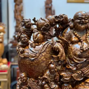 di-lac-ngu-phuc-thuan-nghe-keo_1cefcc75 Tượng Di Lặc Ngũ Phúc Thuần Nghê Kéo Bao Tiền Gỗ Nu Ngọc Am Chất Vip Đẹp Liền Khối G5301