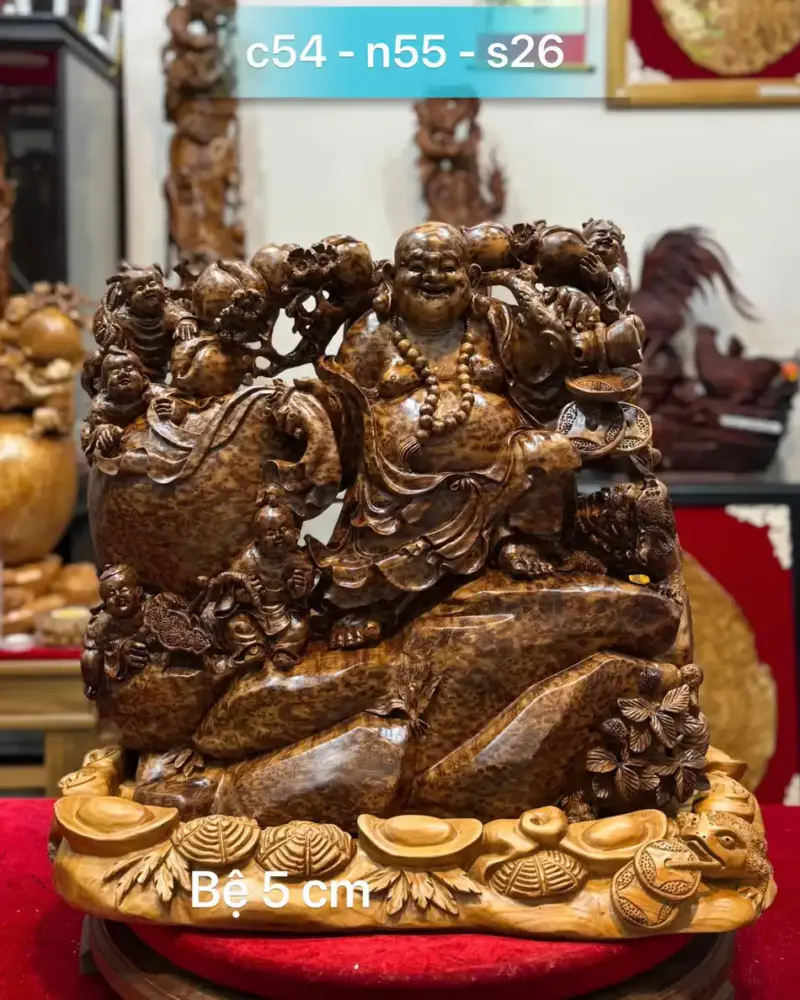 di-lac-ngu-phuc-thuan-nghe-keo_8c784050 Tượng Di Lặc Ngũ Phúc Thuần Nghê Kéo Bao Tiền Gỗ Nu Ngọc Am Chất Vip Đẹp Liền Khối G5301