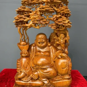 di-lac-ngu-tung-go-huong-ta-G6248-1 Tượng Di Lặc Ngự Tùng Gỗ Hương Ta Liền Khối G6248