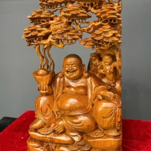 di-lac-ngu-tung-go-huong-ta-G6248-2 Tượng Di Lặc Ngự Tùng Gỗ Hương Ta Liền Khối G6248