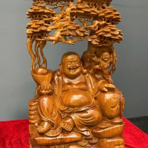 di-lac-ngu-tung-go-huong-ta-G6248-3 Tượng Di Lặc Ngự Tùng Gỗ Hương Ta Liền Khối G6248