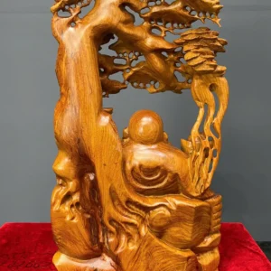 di-lac-ngu-tung-go-huong-ta-G6248-4 Tượng Di Lặc Ngự Tùng Gỗ Hương Ta Liền Khối G6248