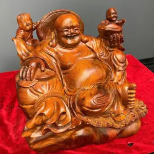di-lac-nhi-phuc-go-huong-ta-G5725-3 Tượng Di Lặc Nhị Phúc Gỗ Hương Ta Liền Khối G5725