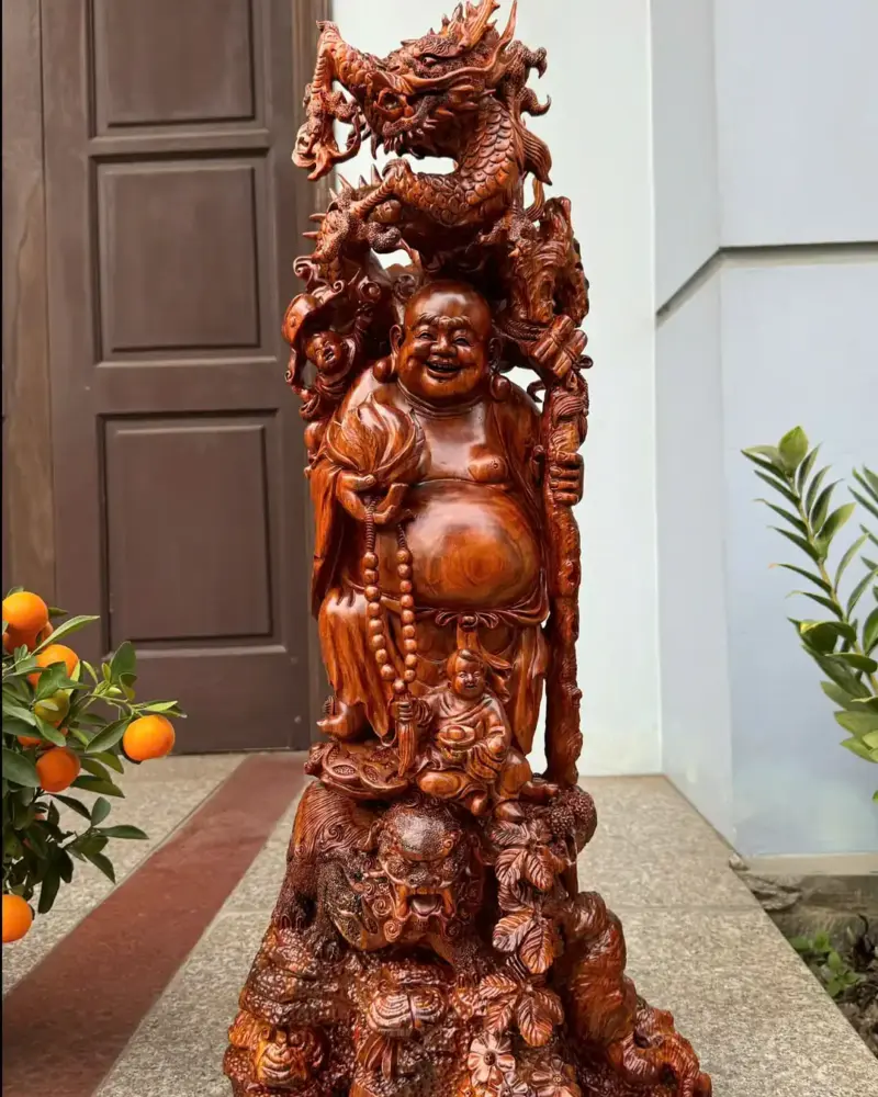 di-lac-rong-ung-nghe-hang-ky-ep-go-sua-bac-G5309-1 Tượng Di Lặc Rồng Đứng Nghê Hàng Kỹ Đẹp Gỗ Sưa Bắc Đỏ Vip Liền Khối G5309
