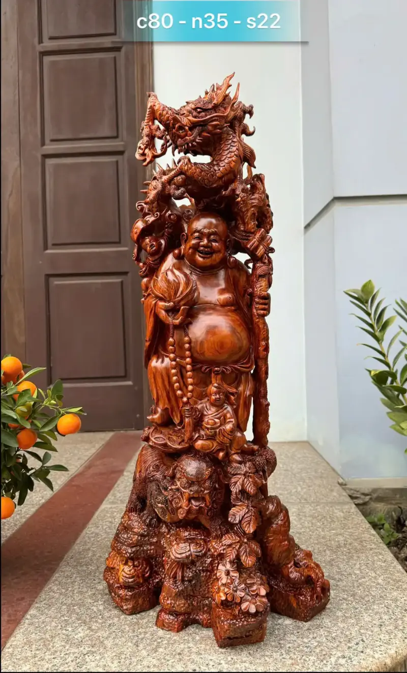 di-lac-rong-ung-nghe-hang-ky-ep-go-sua-bac-G5309-1 Tượng Di Lặc Rồng Đứng Nghê Hàng Kỹ Đẹp Gỗ Sưa Bắc Đỏ Vip Liền Khối G5309