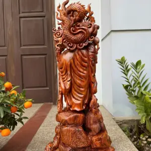 di-lac-rong-ung-nghe-hang-ky-ep-go-sua-bac-G5309-2 Tượng Di Lặc Rồng Đứng Nghê Hàng Kỹ Đẹp Gỗ Sưa Bắc Đỏ Vip Liền Khối G5309