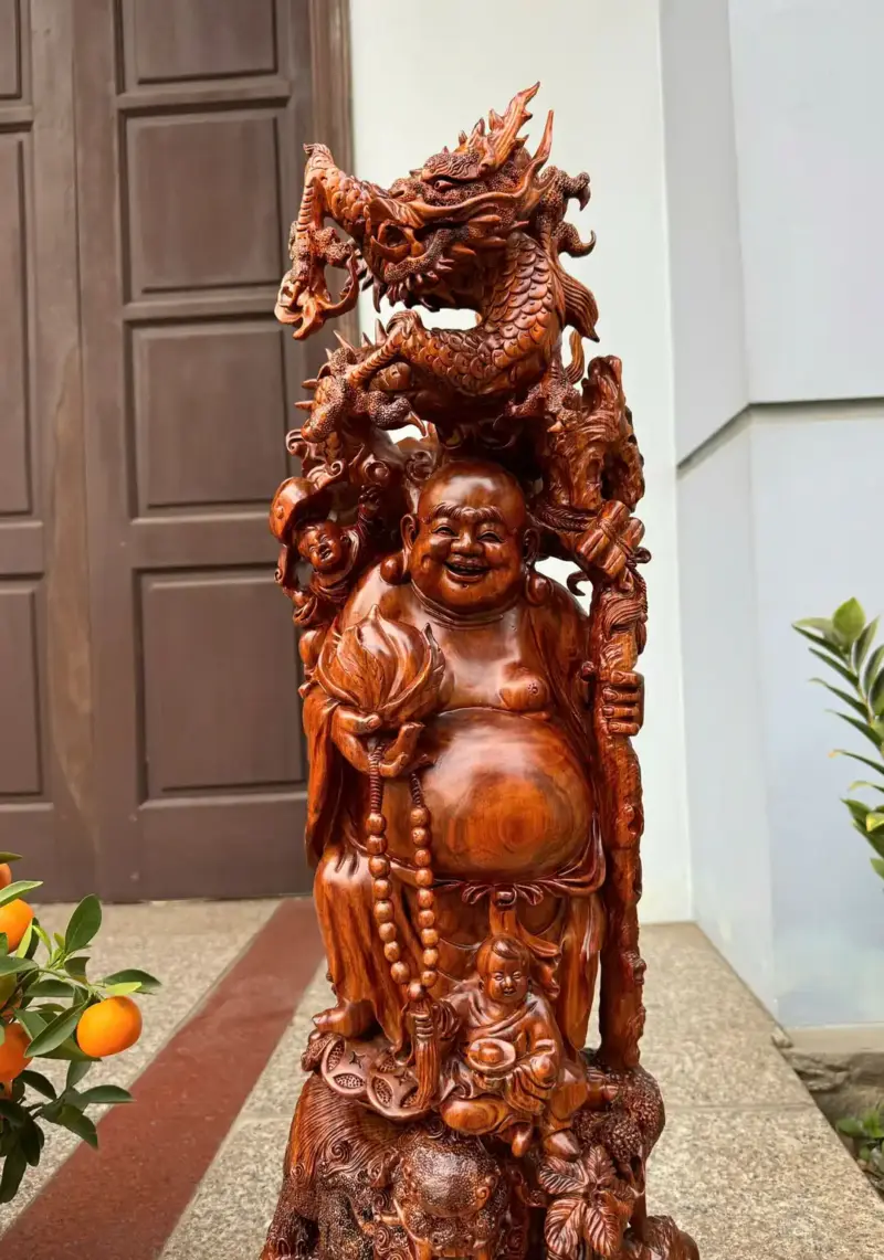 di-lac-rong-ung-nghe-hang-ky-ep-go-sua-bac-G5309-5 Tượng Di Lặc Rồng Đứng Nghê Hàng Kỹ Đẹp Gỗ Sưa Bắc Đỏ Vip Liền Khối G5309