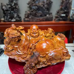 di-lac-song-G5720-1 Tượng Di Lặc Song Phúc Gỗ Cẩm Vân Lông Chuột Liền Khối G5720