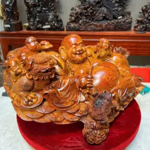 di-lac-song-G5720-4 Tượng Di Lặc Song Phúc Gỗ Cẩm Vân Lông Chuột Liền Khối G5720