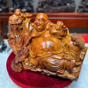di-lac-song-G5720-6 Tượng Di Lặc Song Phúc Gỗ Cẩm Vân Lông Chuột Liền Khối G5720
