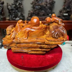 di-lac-song-G5720-8 Tượng Di Lặc Song Phúc Gỗ Cẩm Vân Lông Chuột Liền Khối G5720