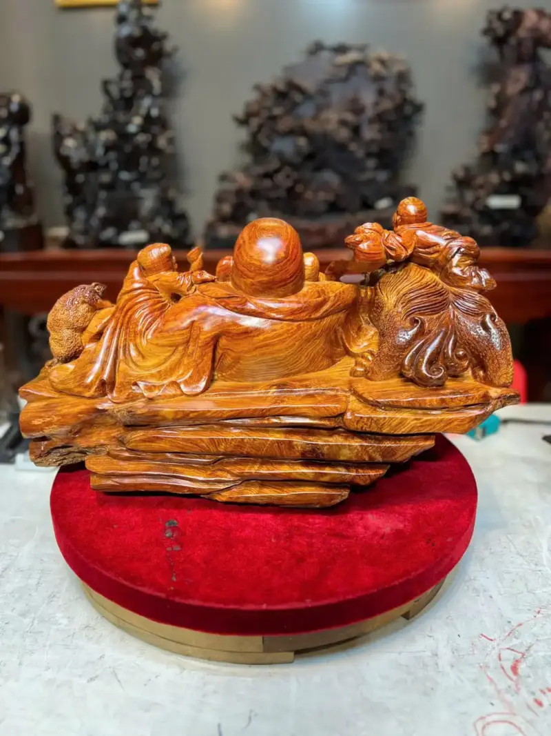 di-lac-song-G5720-8 Tượng Di Lặc Song Phúc Gỗ Cẩm Vân Lông Chuột Liền Khối G5720