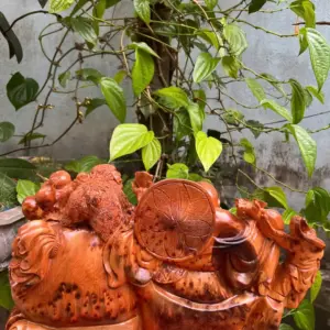 di-lac-tam-G5313-3 Tượng Di Lặc Tam Phúc Để Bàn Gỗ Nu Ngọc Am Thơm Liền Khối G5313