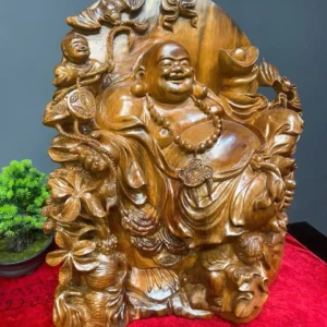 di-lac-tam-phuc-go-ngoc-am-G5944-3 Tượng Di Lặc Tam Phúc Gỗ Ngọc Am Liền Khối G5944