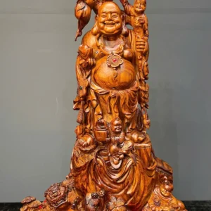 di-lac-tam-phuc-go-sua-cao-G5945-1 Tượng Di Lặc Tam Phúc Gỗ Sưa Liền Khối G5945