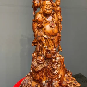 di-lac-tam-phuc-go-sua-cao-G5945-3 Tượng Di Lặc Tam Phúc Gỗ Sưa Liền Khối G5945
