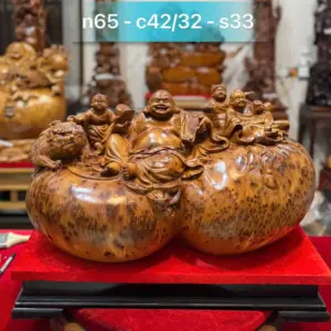 di-lac-tam-phuc-thuan-nghe-go-nu-ngoc-G5311-1 Tượng Di Lặc Tam Phúc Thuần Nghê Gỗ Nu Ngọc Am Hàng Đẹp Liền Khối Tặng Kỷ Đỏ G5311
