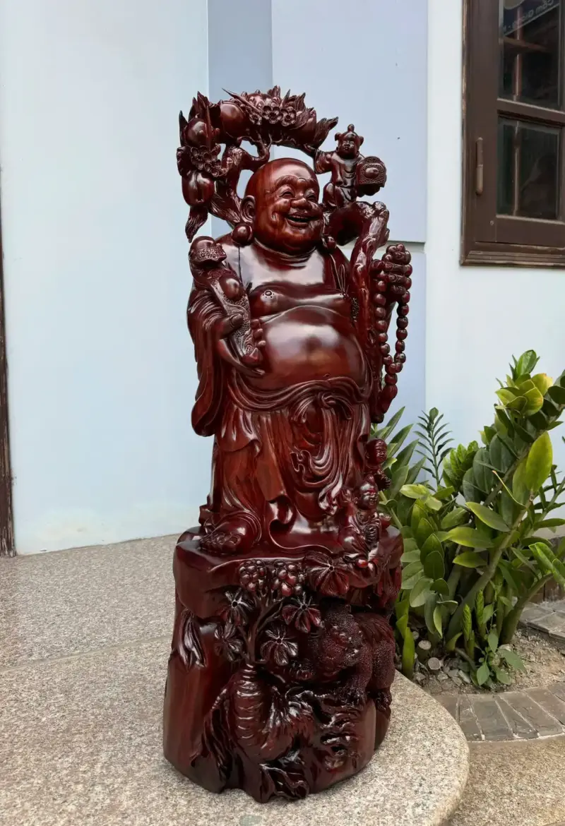 di-lac-tam-phuc-thuan-nghe-han_17626f25 Tượng Di Lặc Tam Phúc Thuần Nghê Hàng Kỹ Đẹp Trạm Tay Sắc Nét Gỗ Tử Đàn Liền Khối G5312