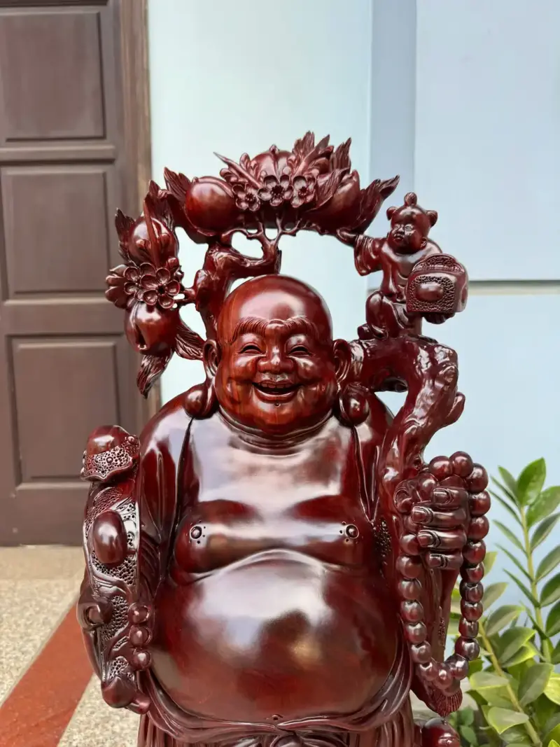 di-lac-tam-phuc-thuan-nghe-han_17cb7a70 Tượng Di Lặc Tam Phúc Thuần Nghê Hàng Kỹ Đẹp Trạm Tay Sắc Nét Gỗ Tử Đàn Liền Khối G5312