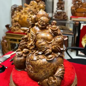 di-lac-thuan-G5314-5 Tượng Di Lặc Thuần Nghê Ngồi Bao Tiền Nu Ngọc Am Đẹp Liền Khối G5314
