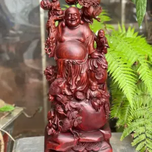 di-lac-ung-bao-tien-go-tu-an-G5318-1 Tượng Di Lặc Đứng Bao Tiền Gỗ Tử Đàn Liền Khối Hàng Đẹp G5318