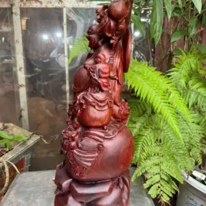 di-lac-ung-bao-tien-go-tu-an-G5318-6 Tượng Di Lặc Đứng Bao Tiền Gỗ Tử Đàn Liền Khối Hàng Đẹp G5318