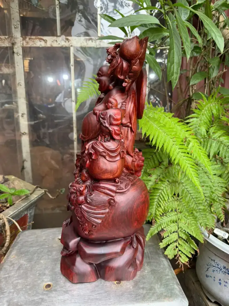 di-lac-ung-bao-tien-go-tu-an-G5318-6 Tượng Di Lặc Đứng Bao Tiền Gỗ Tử Đàn Liền Khối Hàng Đẹp G5318