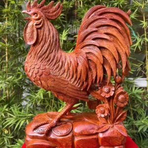 ga-trong-go-G6401-1 Tượng Gà Trống Gỗ Hương Ta Gia Lai Liền Khối To Đẹp G6401