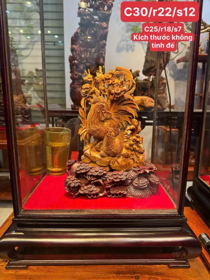 gia-inh-ga-4mua-go-hoang-an-G6428-1 Tượng Gia Đình Gà 4 Mùa Gỗ Hoàng Đàn Tuyết Hàng Kỹ Nét Đậm Dầu Đã Lên Tuyết G6428