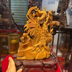 gia-inh-ga-4mua-go-hoang-an-G6428-5 Tượng Gia Đình Gà 4 Mùa Gỗ Hoàng Đàn Tuyết Hàng Kỹ Nét Đậm Dầu Đã Lên Tuyết G6428