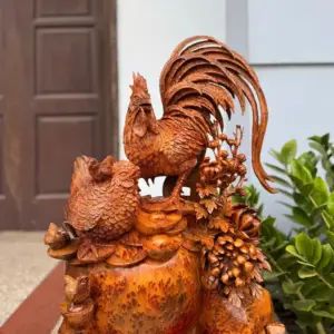 gia-inh-ga-G5324-2 Tượng Gia Đình Gà Nu Ngọc Am Hàng Đẹp Liền Khối G5324