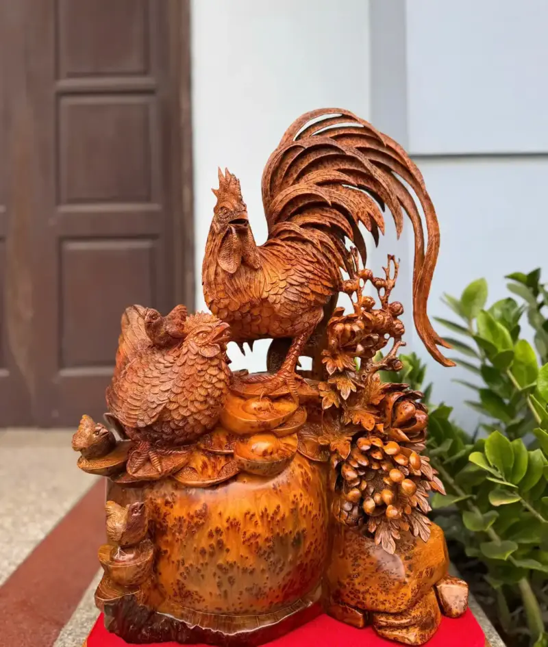 gia-inh-ga-G5324-2 Tượng Gia Đình Gà Nu Ngọc Am Hàng Đẹp Liền Khối G5324