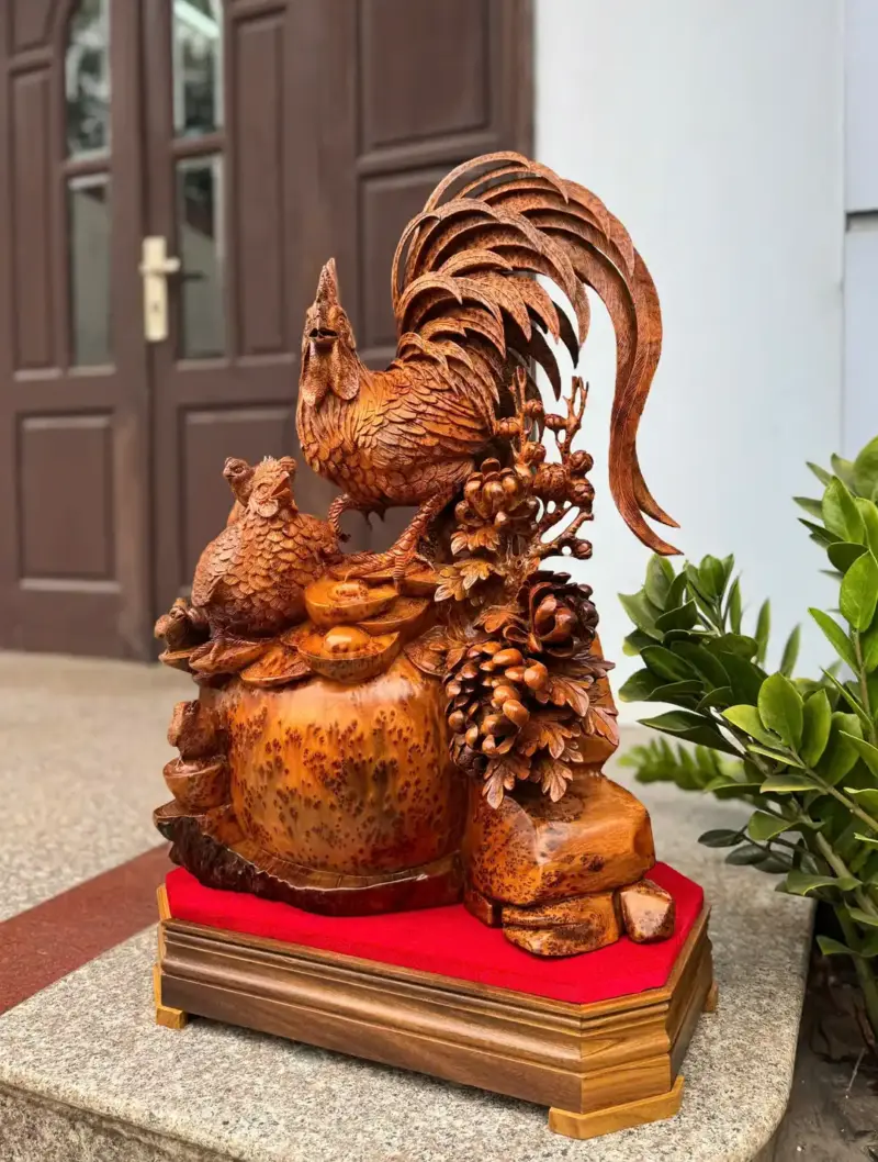 gia-inh-ga-G5324-3 Tượng Gia Đình Gà Nu Ngọc Am Hàng Đẹp Liền Khối G5324