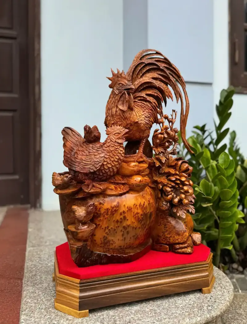 gia-inh-ga-G5324-5 Tượng Gia Đình Gà Nu Ngọc Am Hàng Đẹp Liền Khối G5324