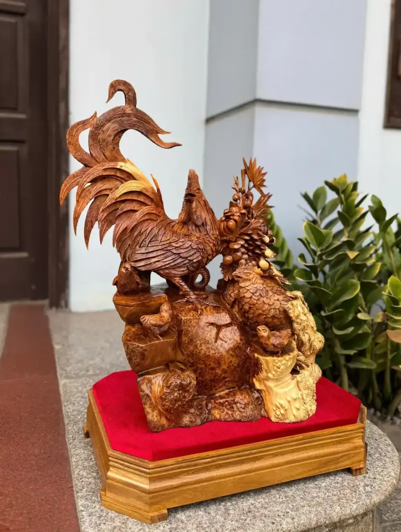 gia-inh-ga-G5469-2 Tượng Gia Đình Gà Nu Ngọc Am Liền Khối G5469