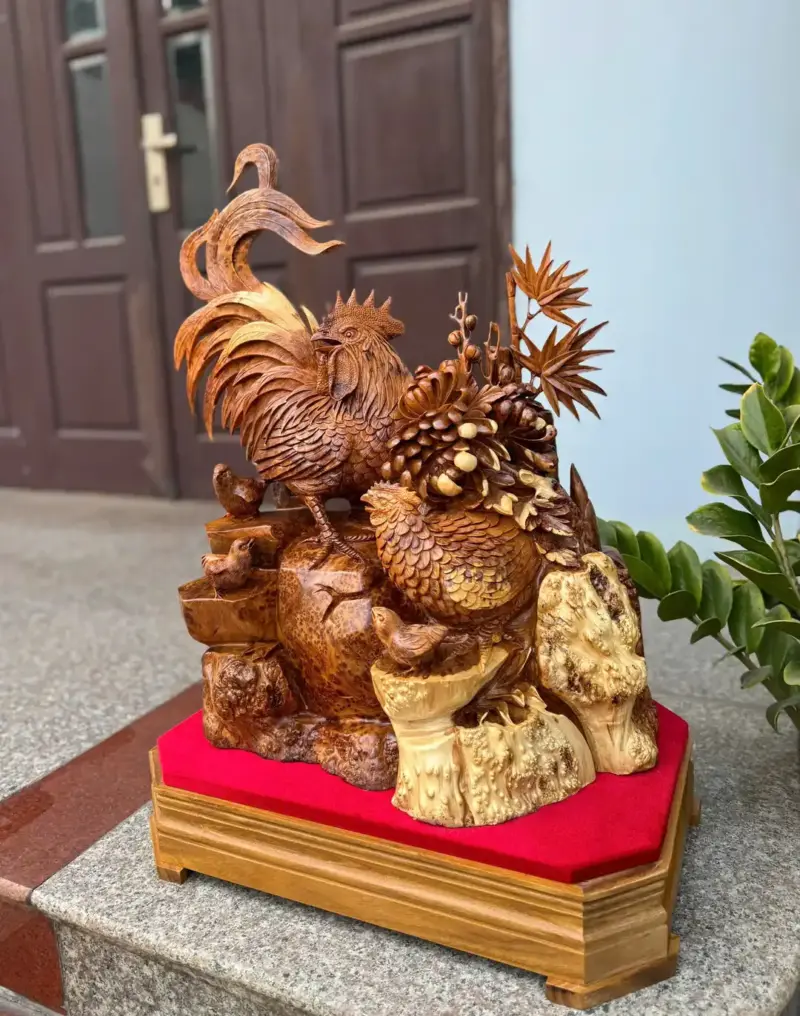 gia-inh-ga-G5469-4 Tượng Gia Đình Gà Nu Ngọc Am Liền Khối G5469