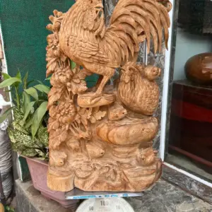 gia-inh-ga-G5676-2 Tượng Gia Đình Gà Gỗ Ngọc Am Thơm Nức Hàng Kỹ Nét Liền Khối G5676