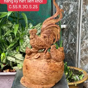gia-inh-ga-G5678-1 Tượng Gia Đình Gà Gỗ Nu Ngọc Am Thơm Nức Nu Kín Liền Khối G5678