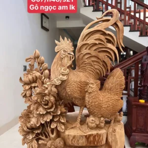gia-inh-ga-G5911-1 Tượng Gia Đình Gà Gỗ Ngọc Am Mộc Đẹp Hàng Nghệ Nhân G5911