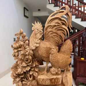 gia-inh-ga-G5911-2 Tượng Gia Đình Gà Gỗ Ngọc Am Mộc Đẹp Hàng Nghệ Nhân G5911
