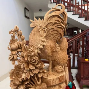 gia-inh-ga-G5911-3 Tượng Gia Đình Gà Gỗ Ngọc Am Mộc Đẹp Hàng Nghệ Nhân G5911